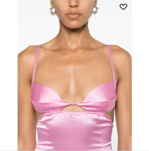 Nensi Dojaka Double Petal Satin Maxi Dress Pink Small - Picture 3 of 15